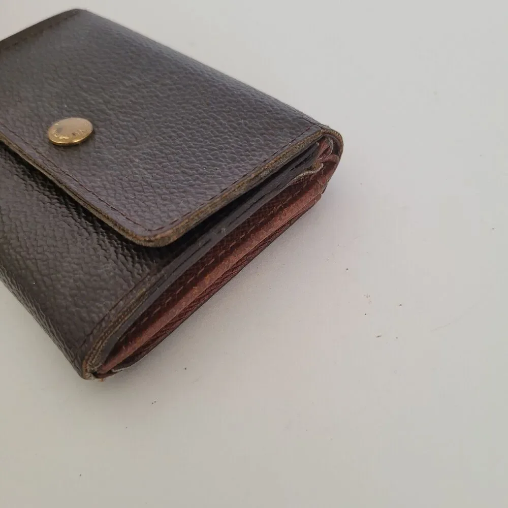 Louis Vuitton LV Micro Brown Folding Monogram Leather Card Wallet Smal Authentic - Picture 12 of 12